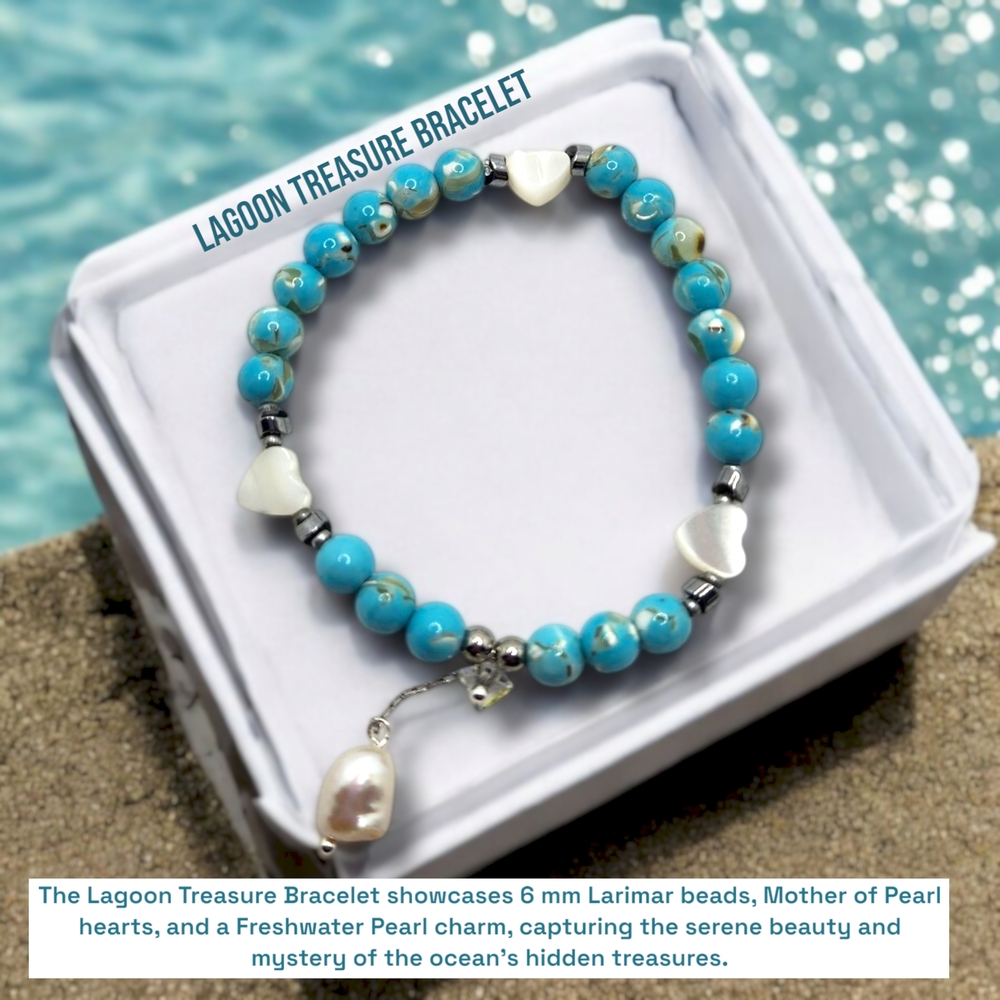 Lagoon Treasure Bracelet with Blue and White Beads